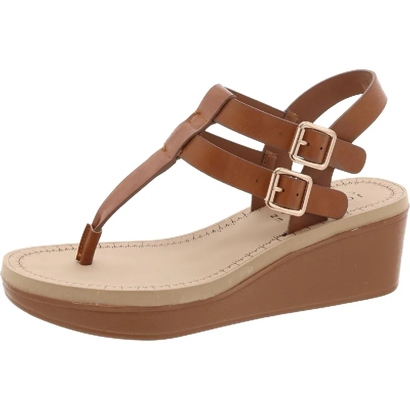 Women’s sandals spring fresh glow -Womens Buckle Wedges Thong Sandals