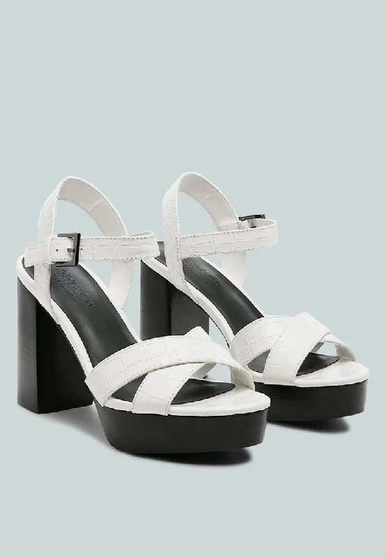 Women’s sandals waterproof beach chic -CHYPRE High Heeled Block Sandal In White