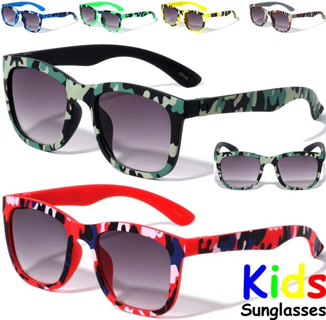 ladies sunglasses broad shield -Children's Unisex Camouflage Classic Sunglasses for Boy's and Girl's