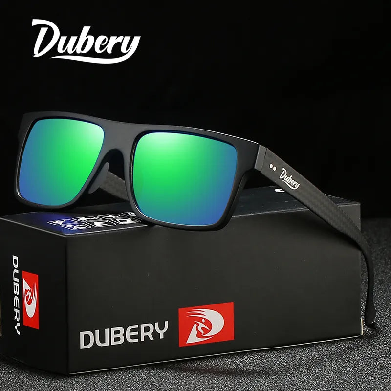 ladies sunglasses seashell print -DUBERY Carbon Fiber Sunglasses Vintage Polarized Men's Sun Glasses For Men Driving Black Square Oculos Male 6 Colors Model 500