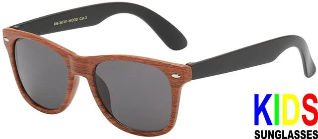 ladies sunglasses wide top -Children's Unisex Wooden Look Classic Sunglasses for Boy's and Girl's