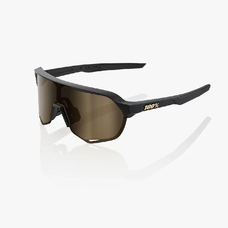 ladies sunglasses ultra light lenses -100 Percent Sunglasses - S2 - Matte Black - Soft Gold Mirror Lens