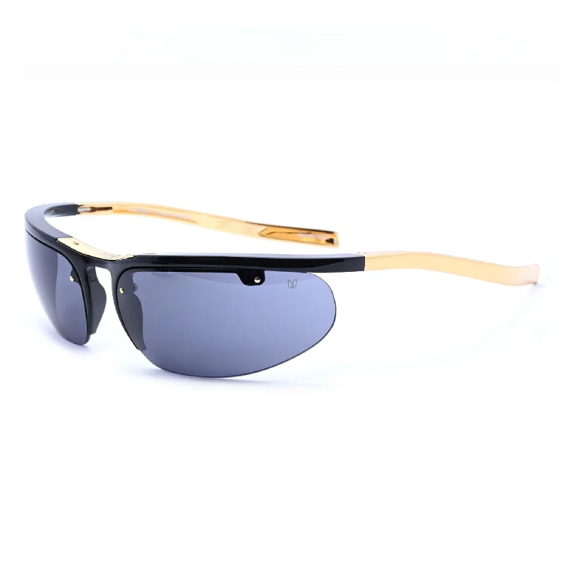 ladies sunglasses jeweled sides -The Continental™ - Black with Gold arms - Cool Grey