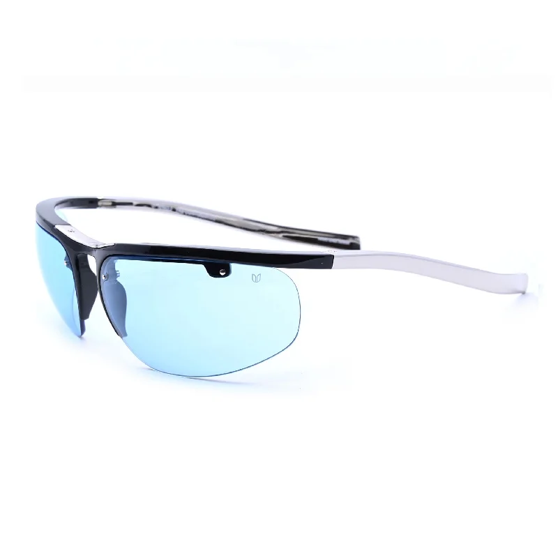 ladies sunglasses UVB block -The Continental™ - Black with Palladium arms - Sky Blue