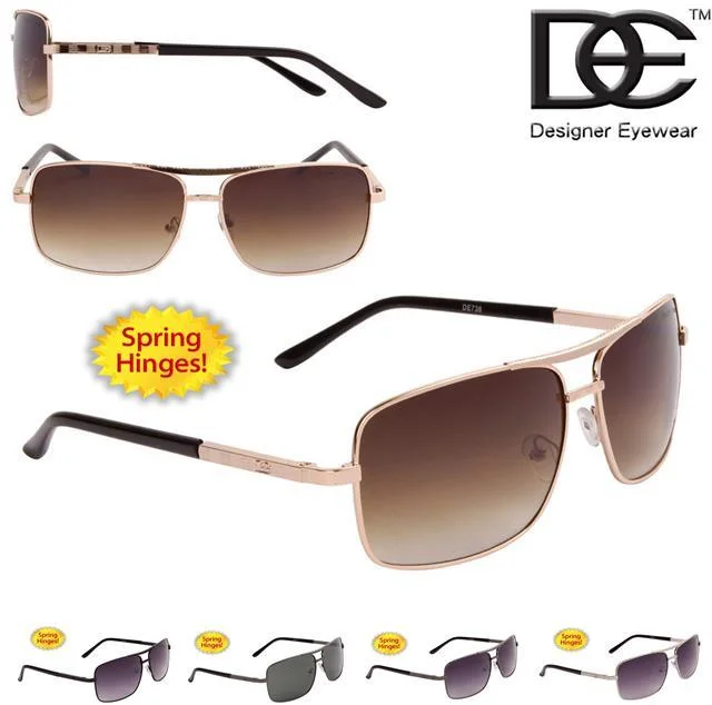 ladies sunglasses faint arms -DE Designer Retro Rectangle Pilot sunglasses UV400 mens womens