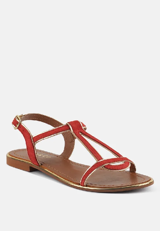 Women’s sandals woven artisan vibe -FEODORA Red Flat Slip-on Sandals