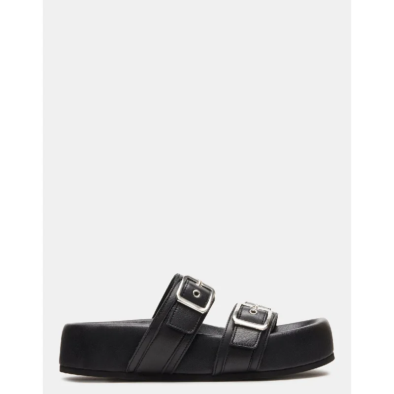 Women’s sandals adventure rugged chic -Marcine Black Leather