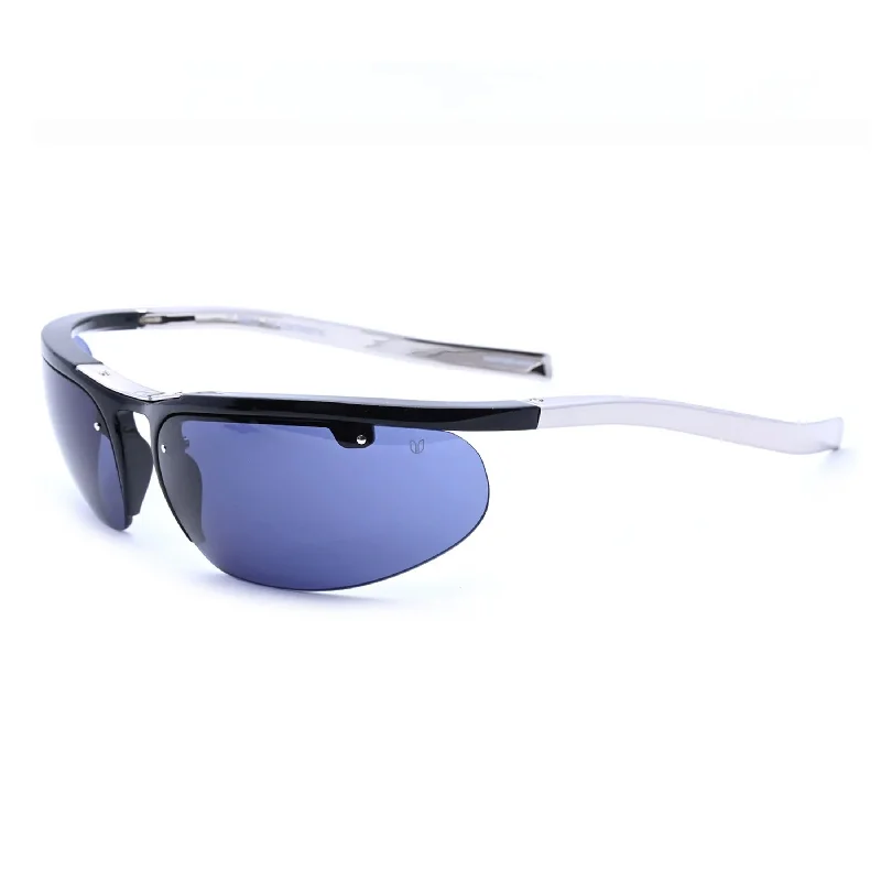 ladies sunglasses mist white -The Continental™ - Black with Palladium arms - Deep blue