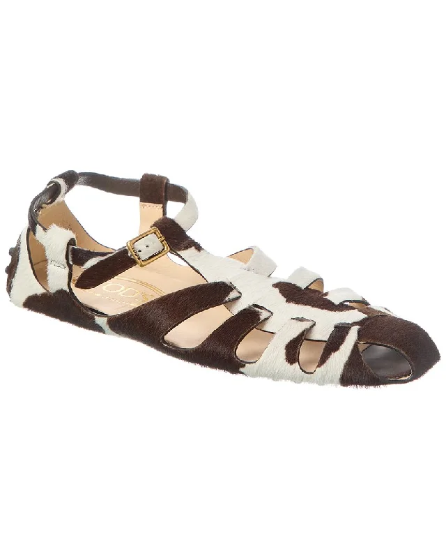 Women’s sandals daytime breezy glow -TOD’s Logo Haircalf Sandal