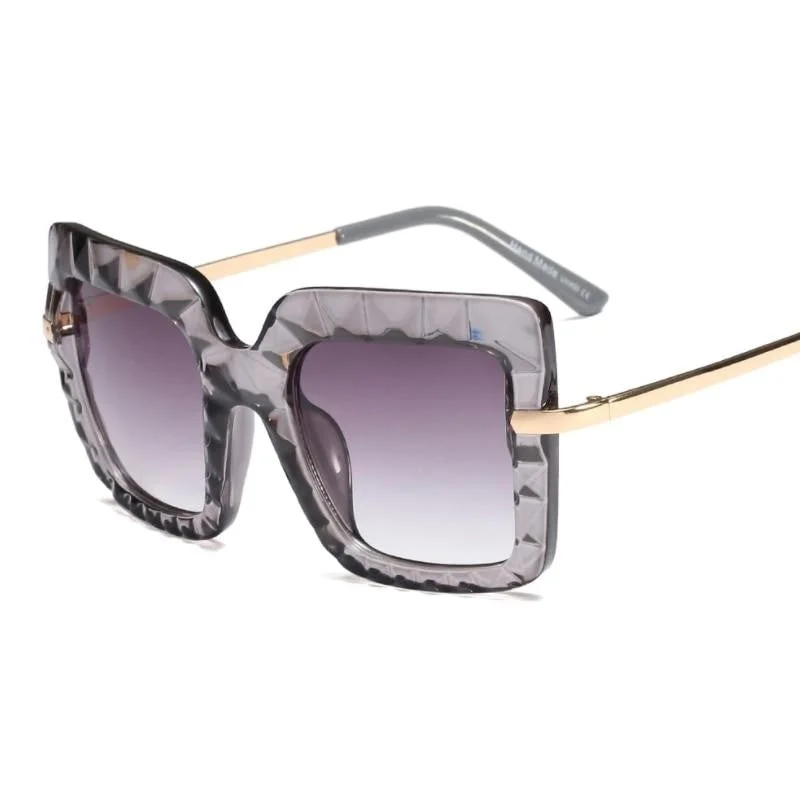 ladies sunglasses horizontal lines -Women's Oversized Square Shades Luxury Sunglasses in Hot Vintage Trends