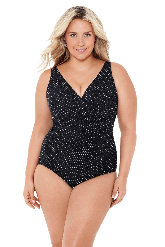 Women’s one-piece swimsuit single layer -Miraclesuit Women's Plus Oceanus One Piece Swimsuit - Pin Point - FINAL SALE