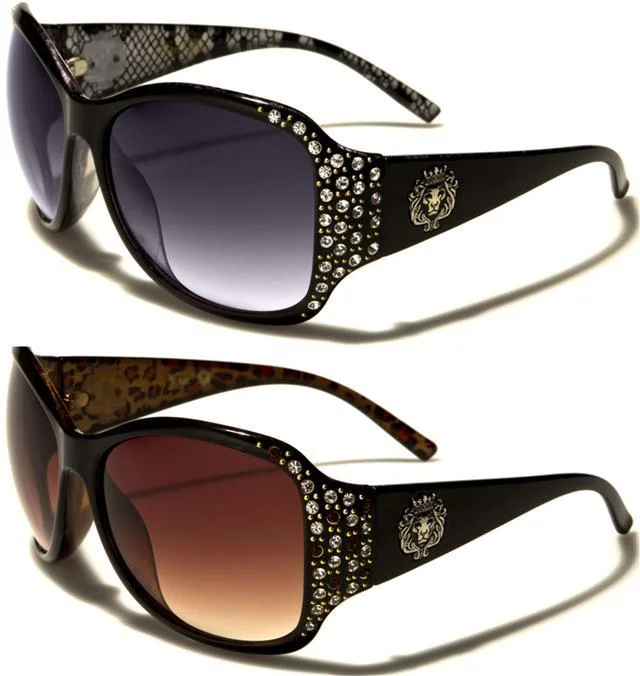 ladies sunglasses one shade -Oversized Retro Diamante Kleo Sunglasses for Women