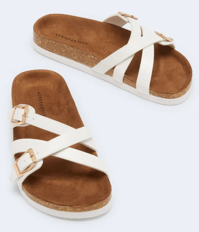 Women’s sandals midnight sleek glow -Aeropostale Triple-Strap Cork Slide Sandal