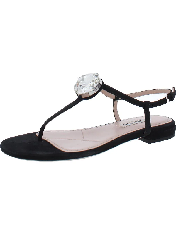 Women’s sandals vintage retro charm -Womens Leather Buckle T-Strap Sandals