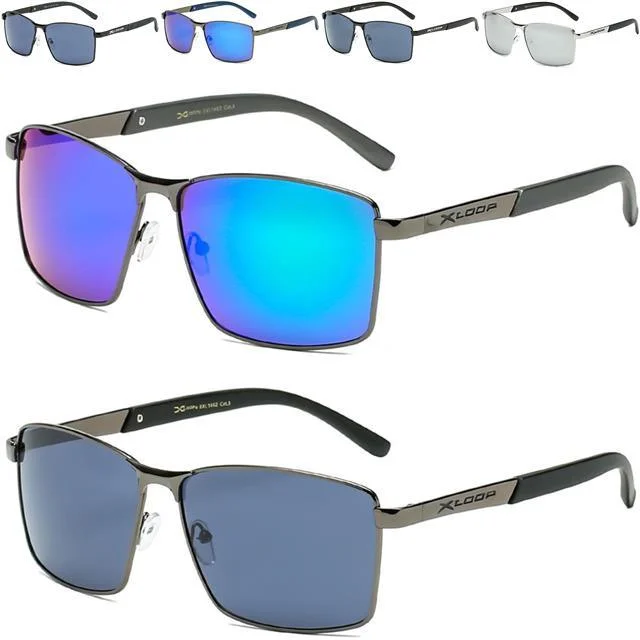 ladies sunglasses five layer -Mirrored Oversized Men's sports Xloop Pilot Metal Sunglasses