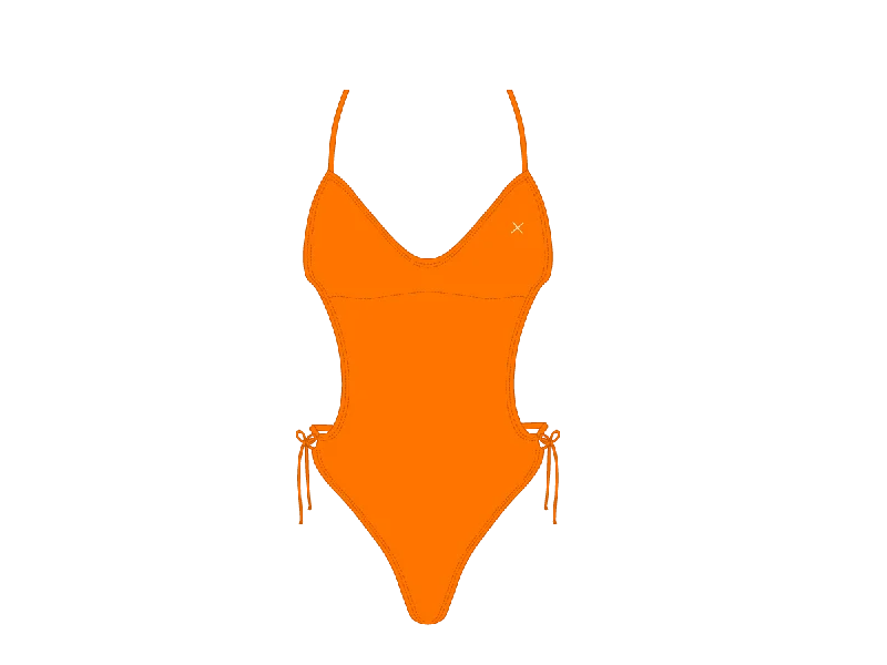 Women’s one-piece swimsuit side tie -Wild Orange Ringer One Piece