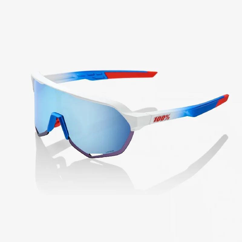 ladies sunglasses sporty chic -100 Percent Sunglasses - S2 -TotalEnergies Team Matte White / Metallic Blue HiPER Blue Multilayer Mirror Lens