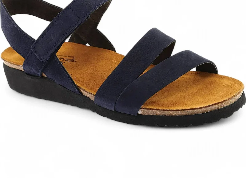 Women’s sandals romantic soft glow -Women's Kayla Wedge Sandal In Navy Velvet Nubuck