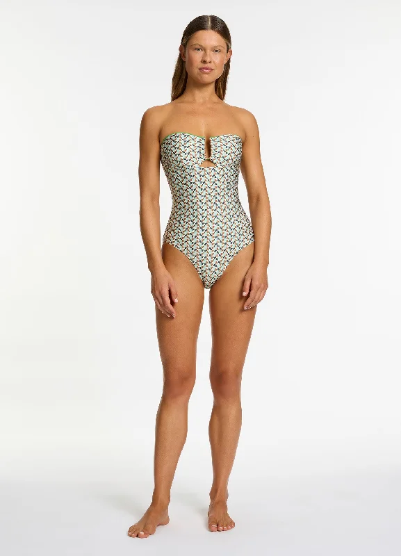 Women’s one-piece swimsuit sunset fade -Acacia Bandeau One Piece - Multi