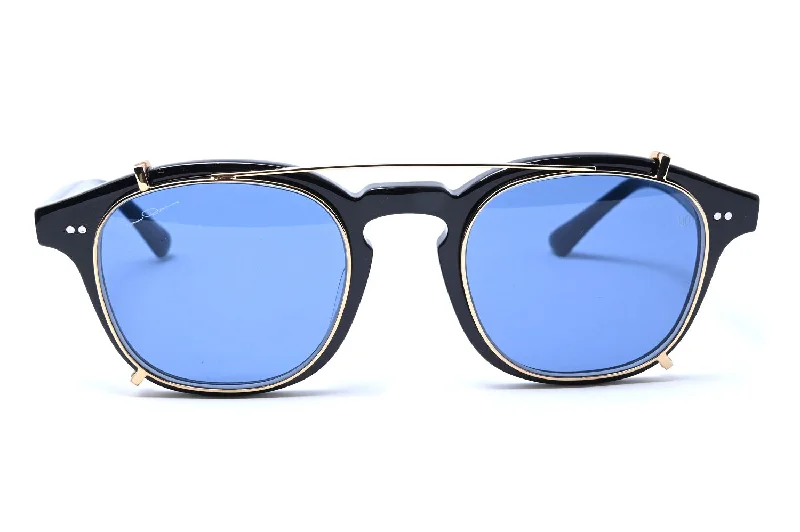 ladies sunglasses hook arms -James Dean® - Piano Black with Gold - Deep Blue