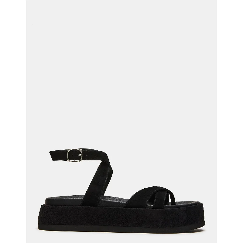 Women’s sandals branded sleek glow -Keller Black Suede