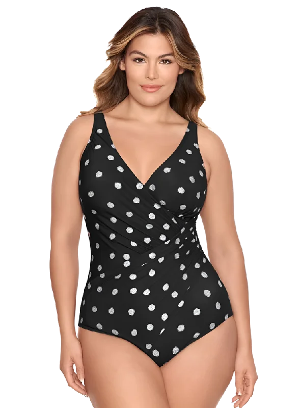 Women’s one-piece swimsuit holiday flair -Miraclesuit Women's Plus Oceanus One Piece Swimsuit - Pizzelles - FINAL SALE