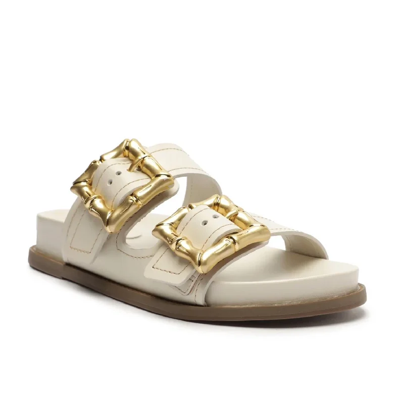 Women’s sandals rhinestone dazzle flair -Enola Sporty Leather Sandal in Pearl