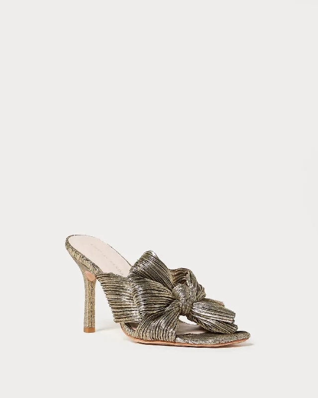 Women’s sandals tropical escape glow -Women's Claudia Pleated Bow Mule Sandal In Gold