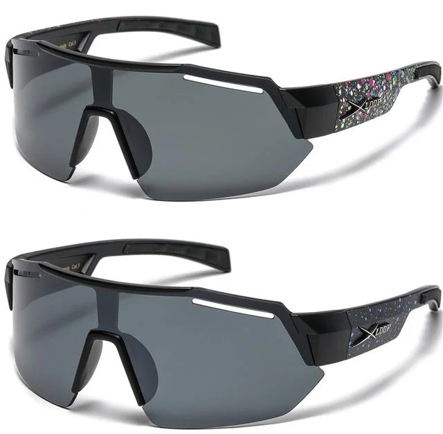 ladies sunglasses open sides -Men's Oversized Black Semi-Rimless sports Running Cycling Xloop Sunglasses