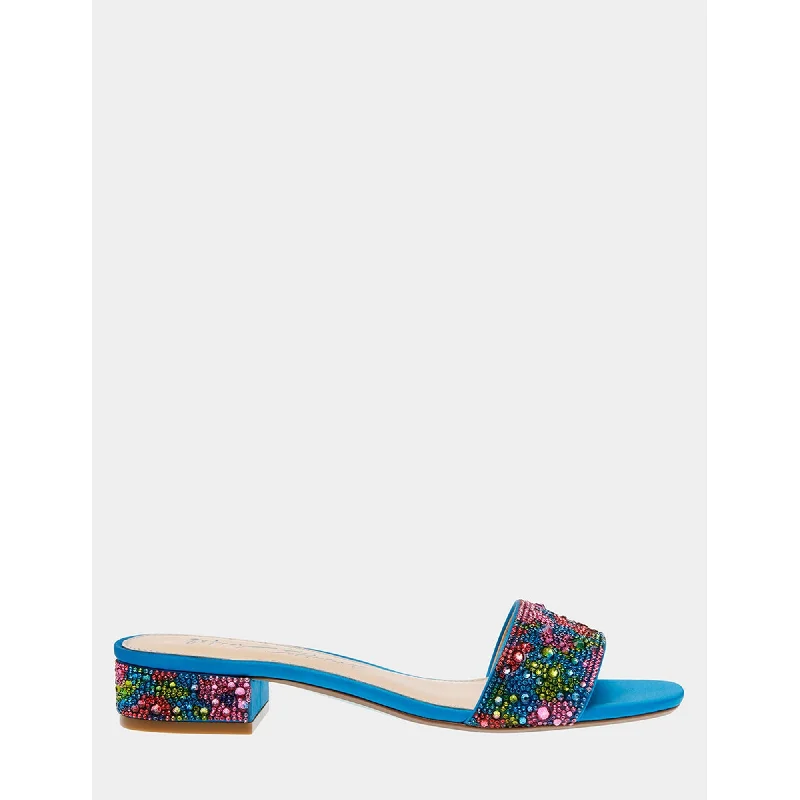 Women’s sandals gold glitter lift -Sunny Blue Poppy