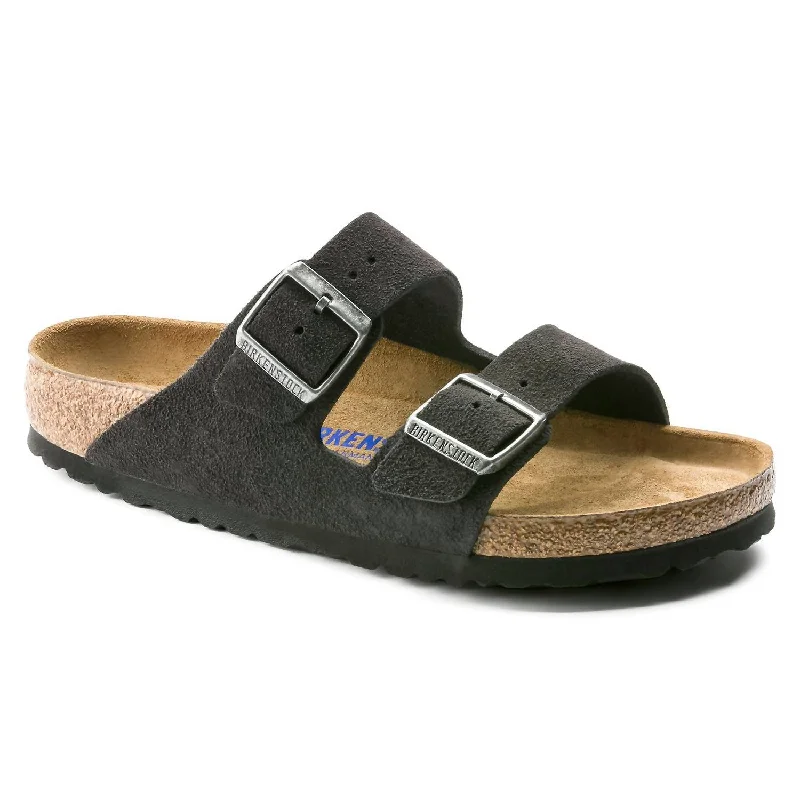 Women’s sandals flirty chic flair -Arizona Soft Footbed Narrow Sandal In Velvet Grey Suede