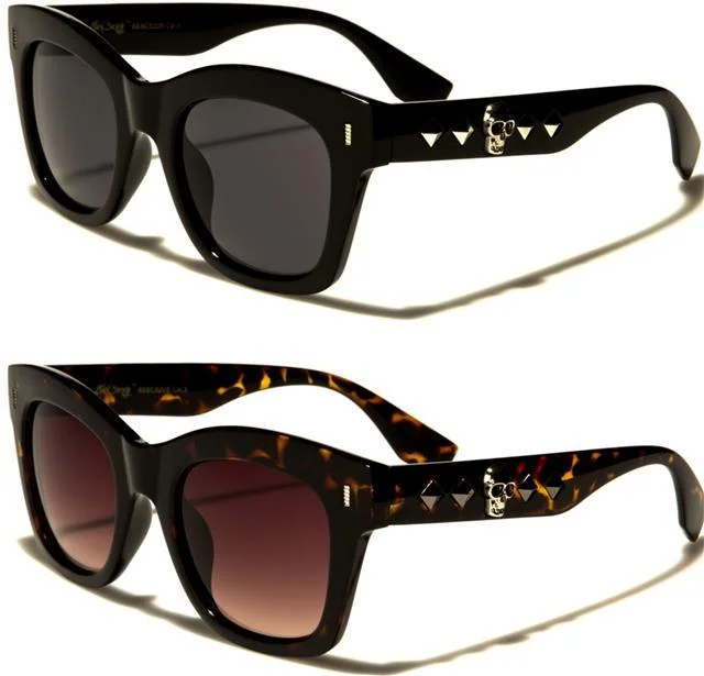 ladies sunglasses mix tint -Gothic Skull Accent Logos Classic Sunglasses for Women