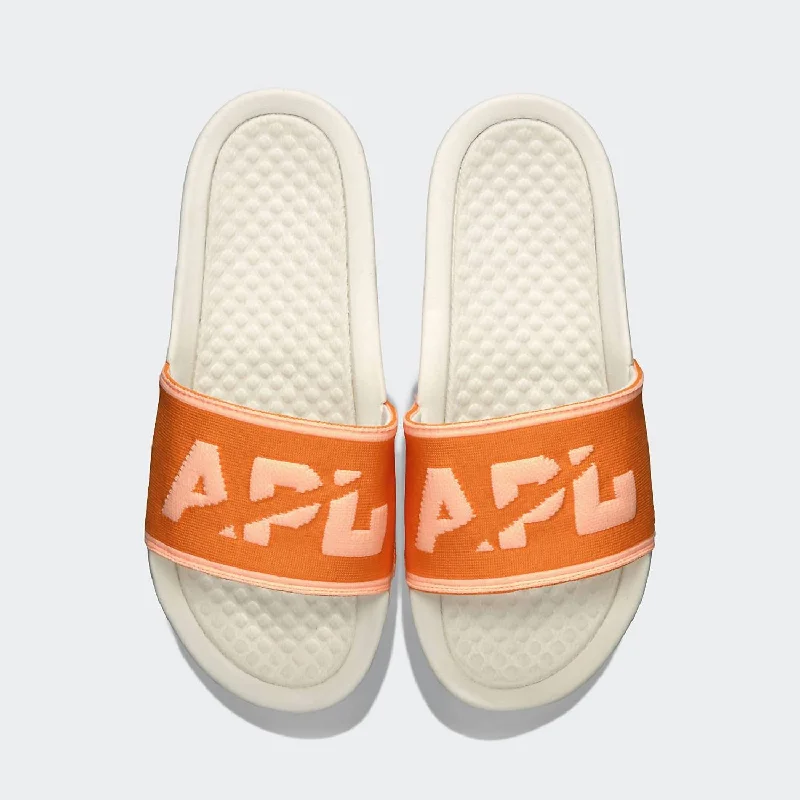 Women’s sandals retro funky flair -Women's Big Logo Techloom Slide In Ivory/orange/neon Peach