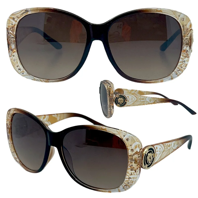 ladies sunglasses town glare -Designer Black Brown Rhinestone Sunglasses for women