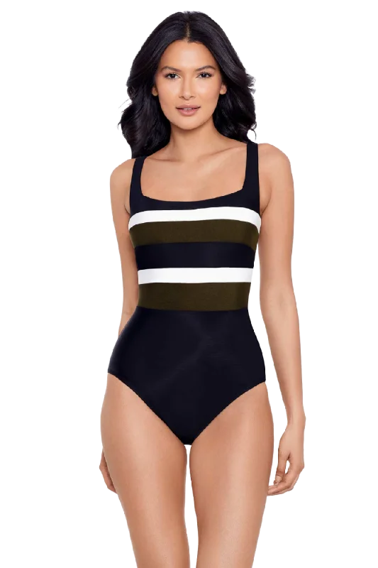 Women’s one-piece swimsuit whimsical charm -Miraclesuit Spectra Trinity Tummy Control One Piece Swimsuit - Black