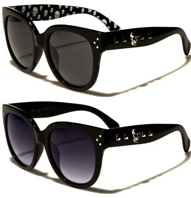 ladies sunglasses sea style -Gothic Skull Logo Emo Cat Eye Sunglasses for Women