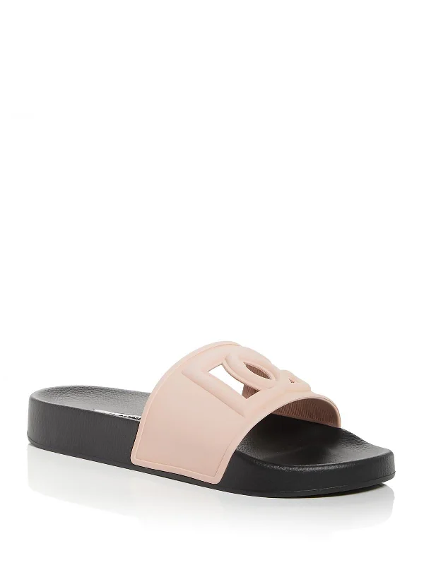 Women’s sandals vegan leather glow -Womens Cut-Out Logo Slide Sandals