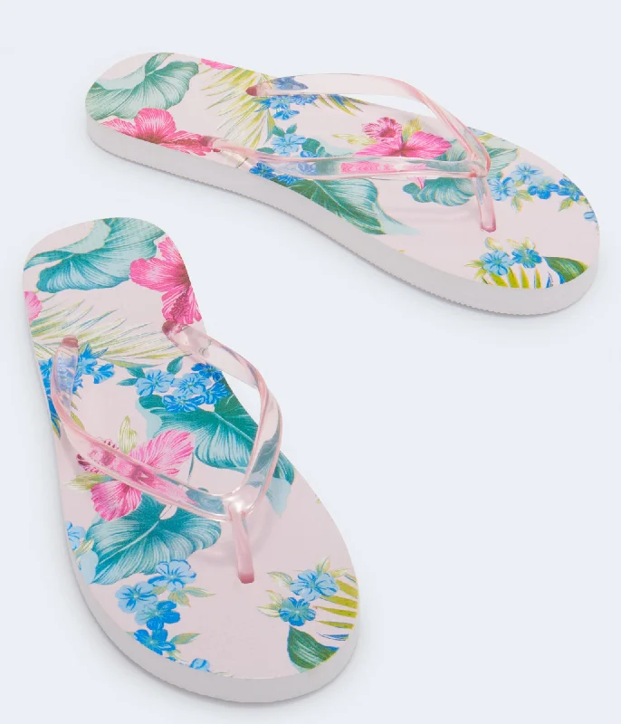 Women’s sandals sky light glow -Aeropostale Tropical Floral Flip-Flop