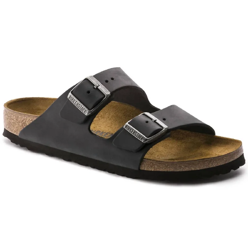 Women’s sandals island paradise flair -Unisex Arizona Oiled Leather Sandal In Black