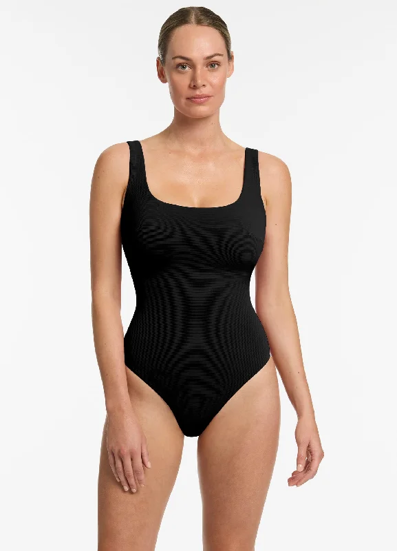 Women’s one-piece swimsuit cruise elegance -Isla Rib E-F Underwire Tank One Piece - Black