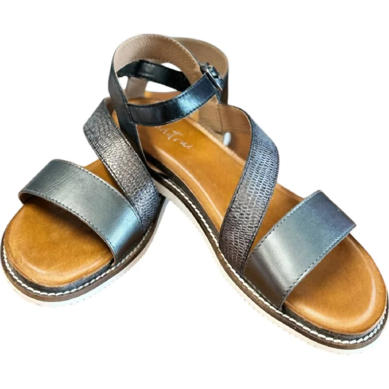 Women’s sandals canvas airy cool -Women's Fiesta Time Sandals - Medium In Metallic Black