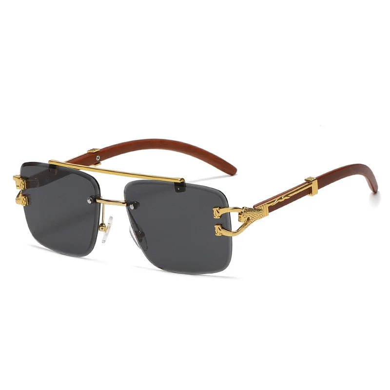 ladies sunglasses fused lenses -Men and Women Retro Luxury Square Gold Lion Decoration Sunglasses