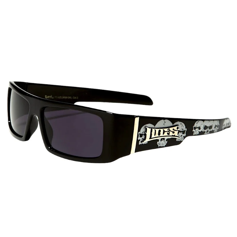 ladies sunglasses horizontal lines -Children's Black Wrap Sunglasses Kids Locs Hip Hop Skull OG Gangster UV400 3-8yr