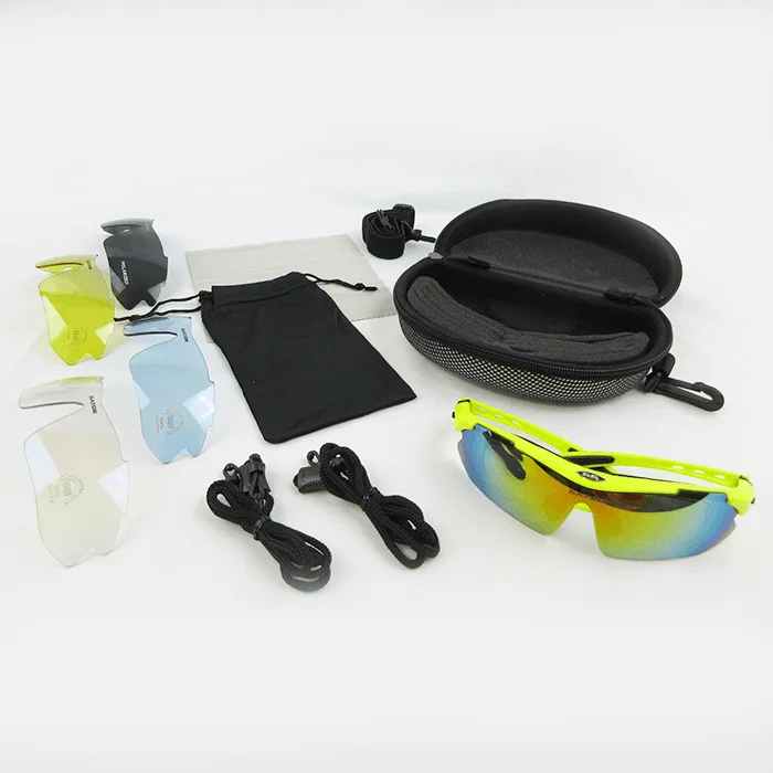 ladies sunglasses slit temples -Gator Gear Multi-Lens Sunglasses Kit - Neon Yellow (w/ Prescription Lens Insert)