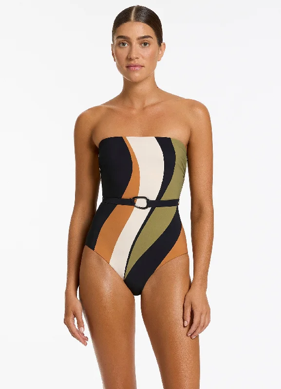 Women’s one-piece swimsuit ivory soft -Sorella Bandeau One Piece - Multi