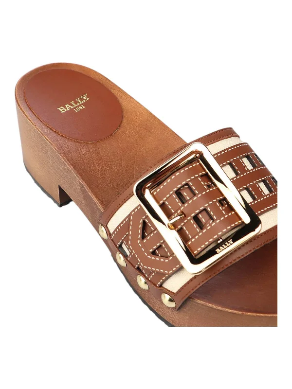 Women’s sandals picnic casual glow -Bally Ellin 6238126 Women's Natural Cotton Wood Buckled Sandals