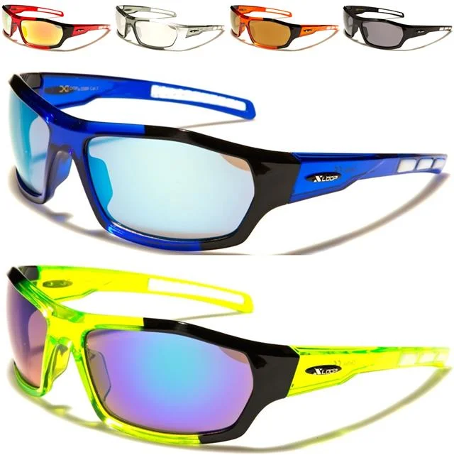 ladies sunglasses mist white -X-Loop Cricket Mirrored Sports Wrap sunglasses