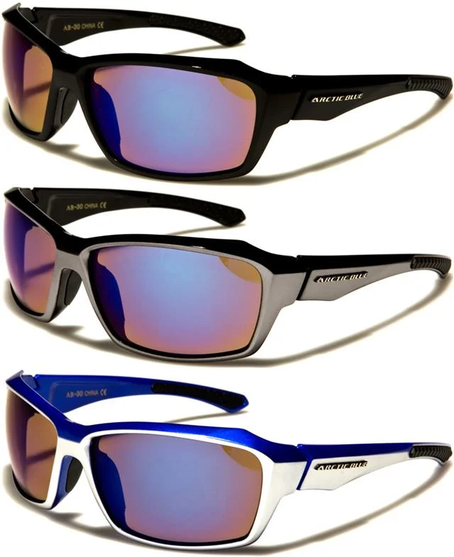 ladies sunglasses back quick -Arctic Blue Anti-Glare Blue Mirrored Sports Running Sunglasses