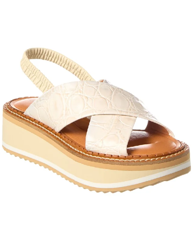 Women’s sandals sleek minimalist flair -Clergerie Freedoc Croc-Embossed Leather Sandal