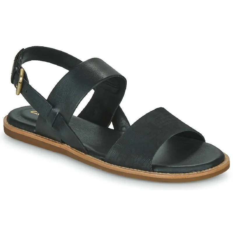 Women’s sandals gold glitter lift -Women's Karsea Strap Sandal In Black Leather